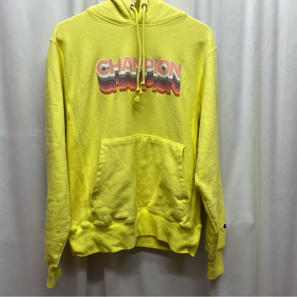 Champion reverse weave womens size small yellow hoodie sweatshirt vintage